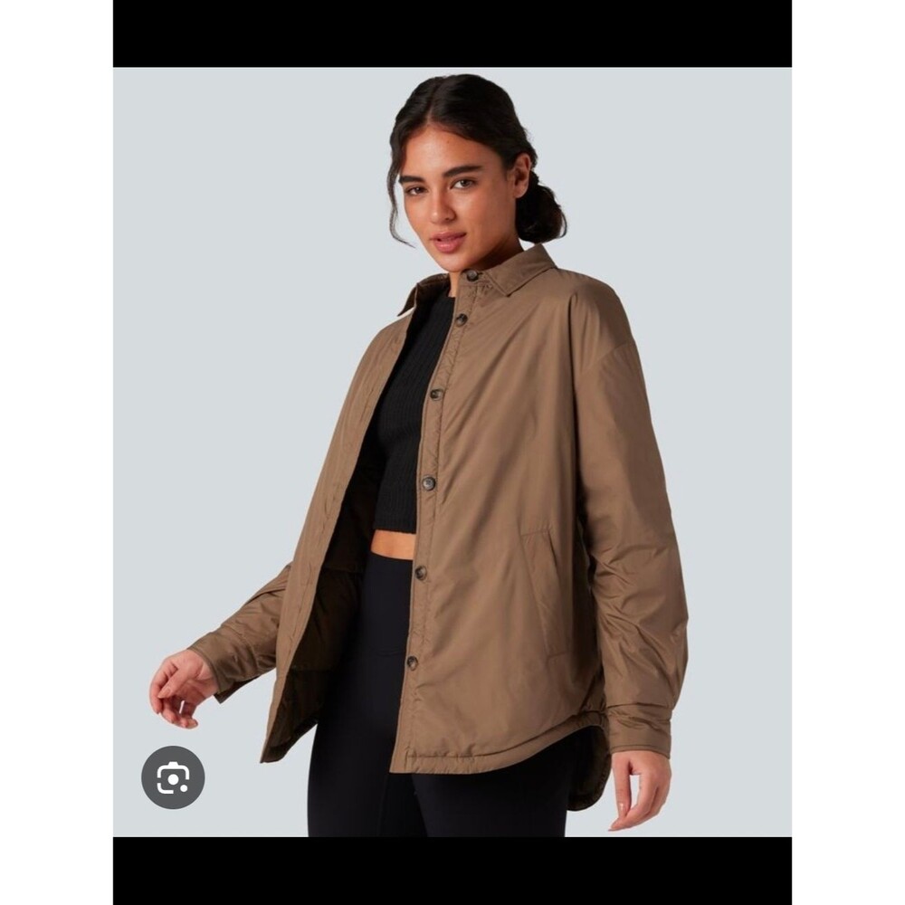 Women's Water Repellant Collar Curved Hem Casual Jacket; Medium‎